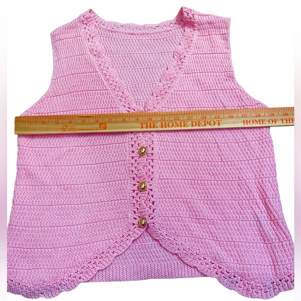 Pink Crochet Sleeveless Cardigan vest feminine - Picture 3 of 4